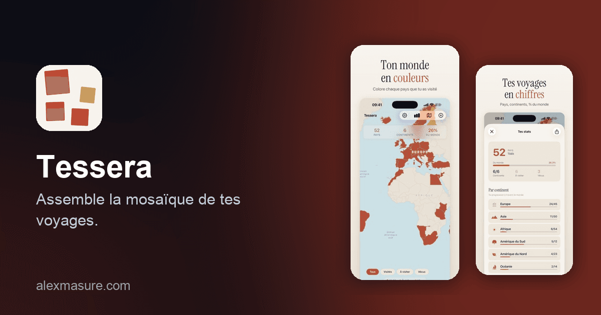 Tessera — Assemble la mosaïque de tes voyages.