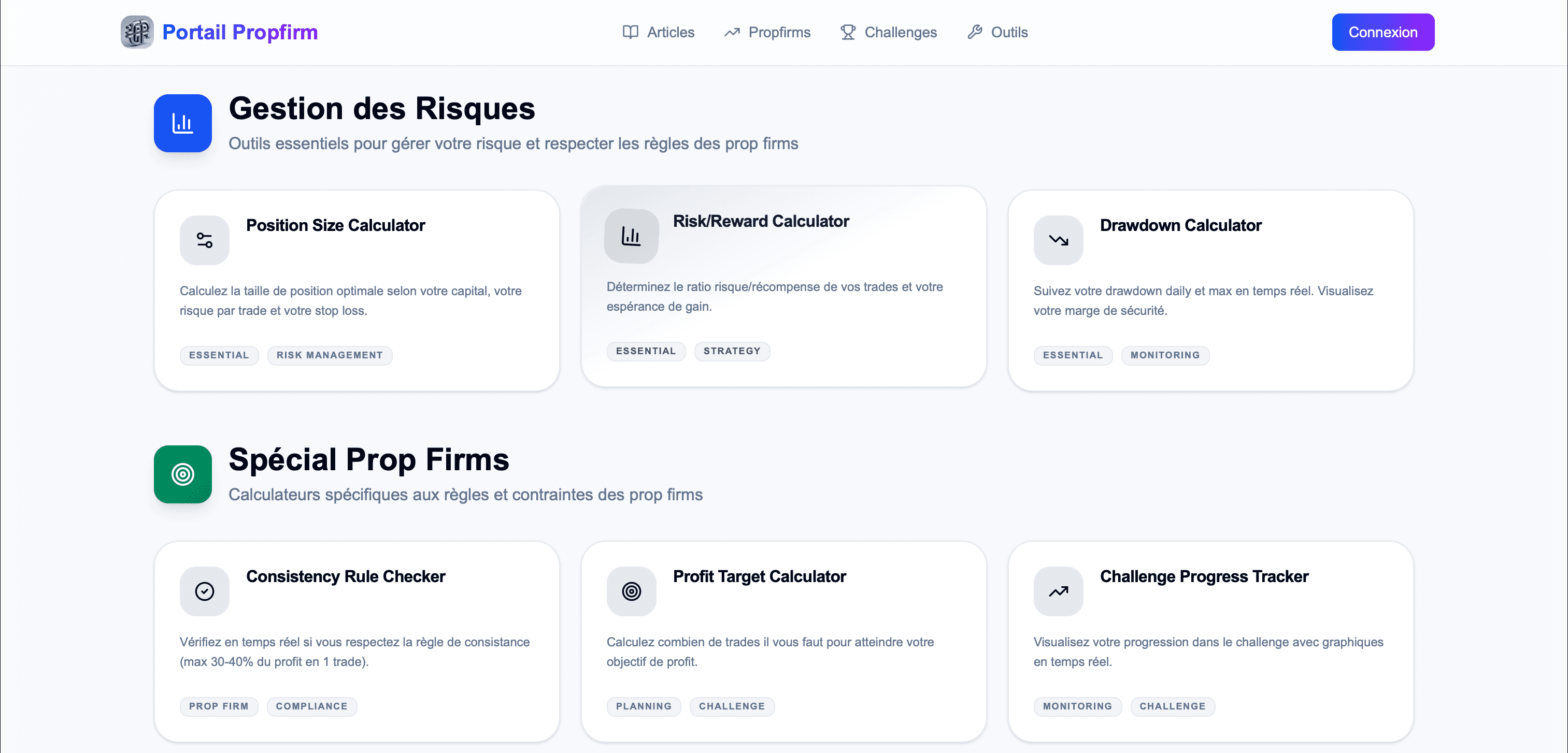 Portail PropFirm screenshot